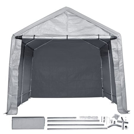 Compact Outdoor Shelter, 7x12x7.36 ft Durable Season-Long Storage Canopy, Instant Setup Tent with Rolling Zip Door & Breathable Windows for Motorcycles, Bicycles, & Yard Equipment