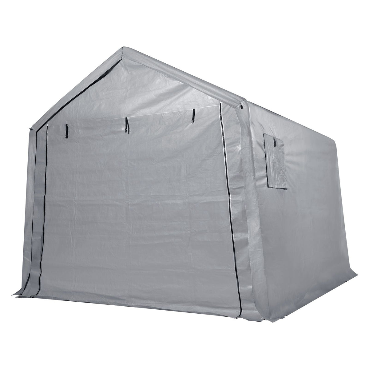Compact Outdoor Shelter, 7x12x7.36 ft Durable Season-Long Storage Canopy, Instant Setup Tent with Rolling Zip Door & Breathable Windows for Motorcycles, Bicycles, & Yard Equipment
