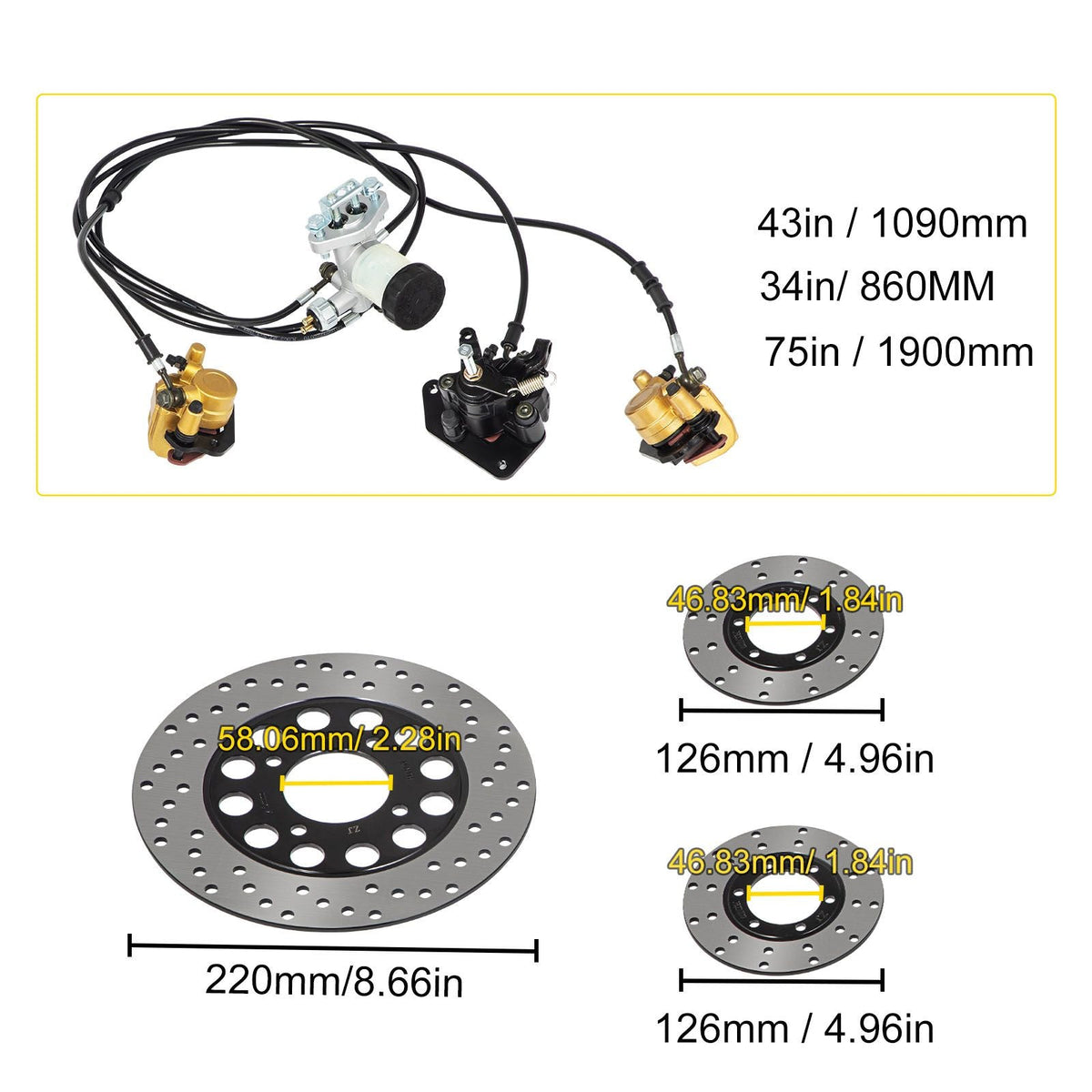 Complete Go-Kart Brake Master Cylinder Kit KD150BRKIT Go Kart
