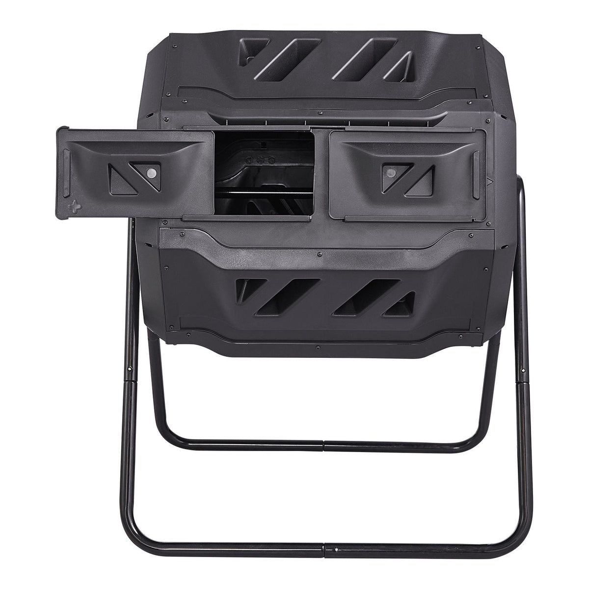 Compost Bin, 43-Gal Dual Chamber Composting Tumbler, Large Tumbling Rotating Composter with 2 Sliding Doors and Steel Frame, BPA Free Composter Bin Tumbler for Garden, Kitchen, Yard, Outdoor