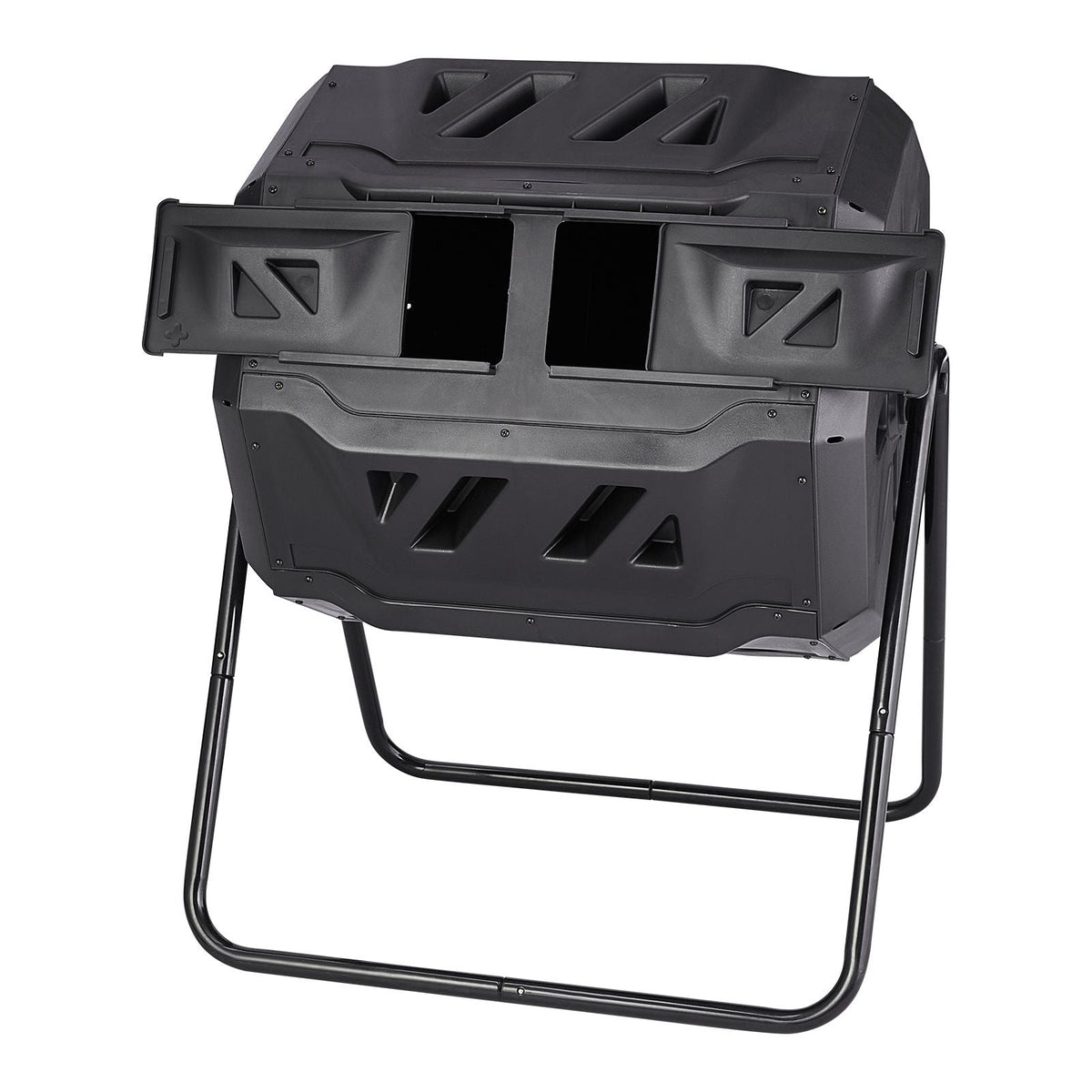 Compost Bin, 43-Gal Dual Chamber Composting Tumbler, Large Tumbling Rotating Composter with 2 Sliding Doors and Steel Frame, BPA Free Composter Bin Tumbler for Garden, Kitchen, Yard, Outdoor