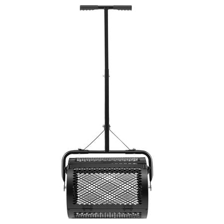 Compost Spreader, 16.5" Wide Peat Moss Spreader with T Shaped Handle, 3 Heights Adjustable, Powder-Coated Steel Garden Peat Moss Roller, Heavy Duty Grass Seed Roller for Planting Seeding, Black