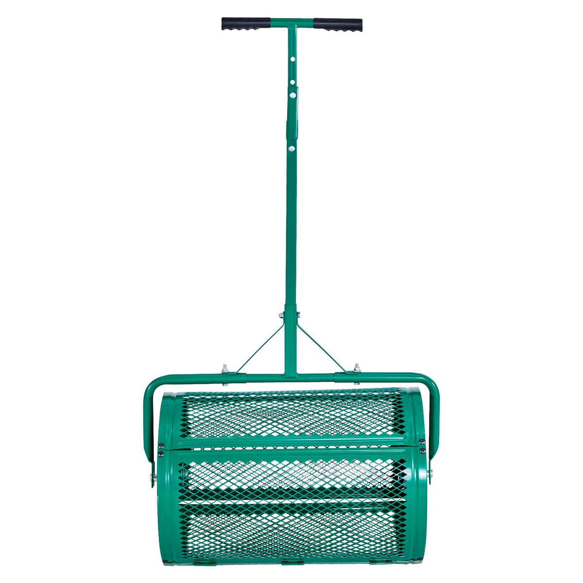 Compost Spreader, 24 in Wide Peat Moss Spreader with Push/Tow Handle, 4 Heights Adjustable, Powder-Coated Steel Garden Peat Moss Roller, Heavy Duty Grass Seed Spreaders for Planting Seeding