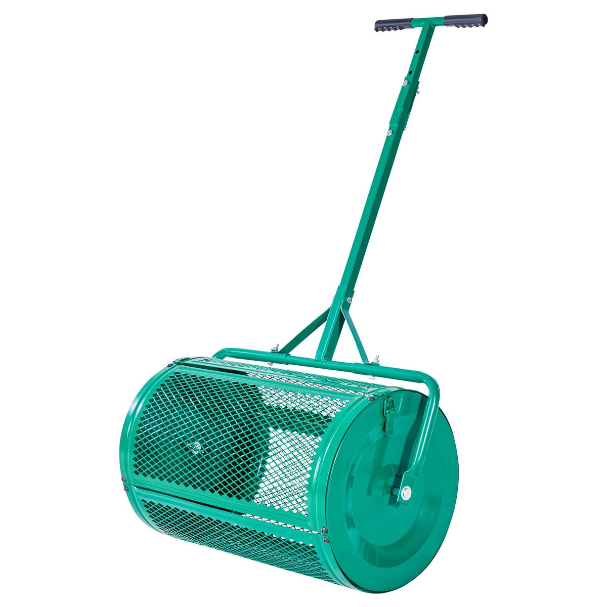 Compost Spreader, 24 in Wide Peat Moss Spreader with Push/Tow Handle, 4 Heights Adjustable, Powder-Coated Steel Garden Peat Moss Roller, Heavy Duty Grass Seed Spreaders for Planting Seeding