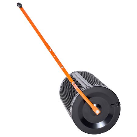 Compost Spreader, 24 in Wide Peat Moss Spreader with T Shaped Handle, 3 Heights Adjustable, Powder-Coated Steel Garden Peat Moss Roller, Heavy Duty Grass Seed Spreaders for Planting Seeding