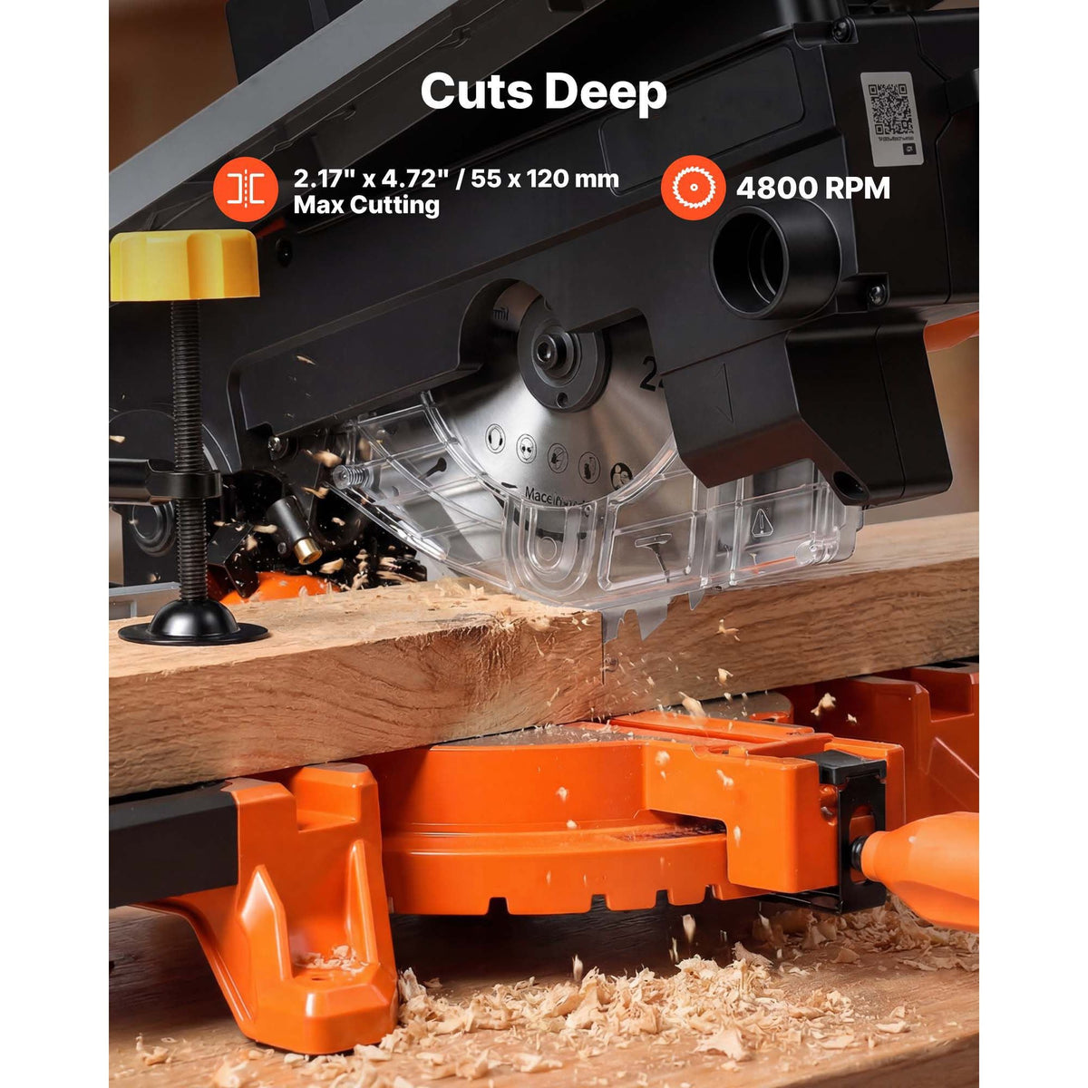 Compound Miter Saw, 8-1/4 inch Blade, 2-in-1 Miter/Table Saw, with Precision Laser Alignment, Adjustable Angles, 4800 RPM, with Splash Guard, for Cutting Wood, Metals, Laminates, and Plastic