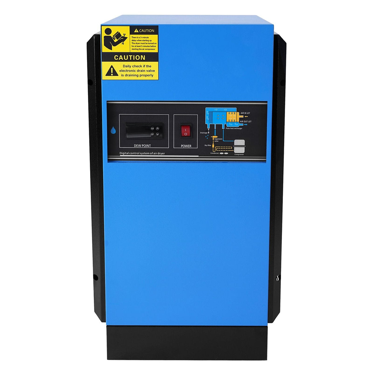 Compressed Air Dryer, 85CFM Refrigerated Air Dryer, 110-120V Industrial Refrigerated Air-Drying System for 15HP & 20HP Compressors - with Color Screen Control Panel and Automatic Drainage