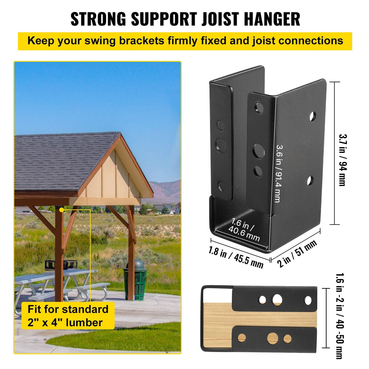 Concealed Joist Hanger, 2"x4" Outdoor Accent Concealed-Flange, Pack of 24 Concealed Joist Bracket, Q235 Steel Plate Powder-Coated Concealed Face Mount Joist Hanger Inner 40x91 mm for Beam Swing
