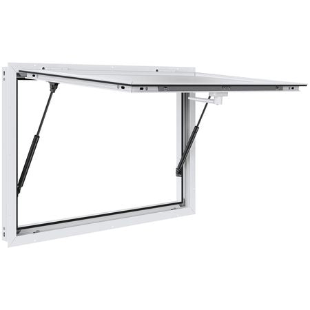 Concession Window 36"x24", Aluminum Alloy Food Truck Service Window with Awning Door & Drag Hook, Up to 85 Degrees Stand Serving Window for Food Trucks Concession Trailers, Glass Not Included