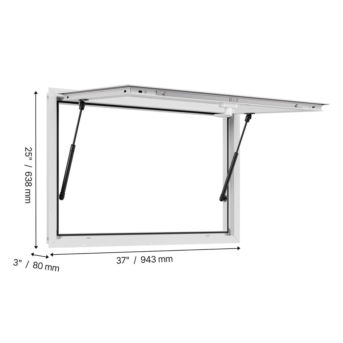 Concession Window 36x24 in, Aluminum Alloy Frame Service Window for Food Truck, Up to 85 Degrees Stand Serving Window with Awning Door and Drag Hook, Rainwater Resistant for Concession Trailers