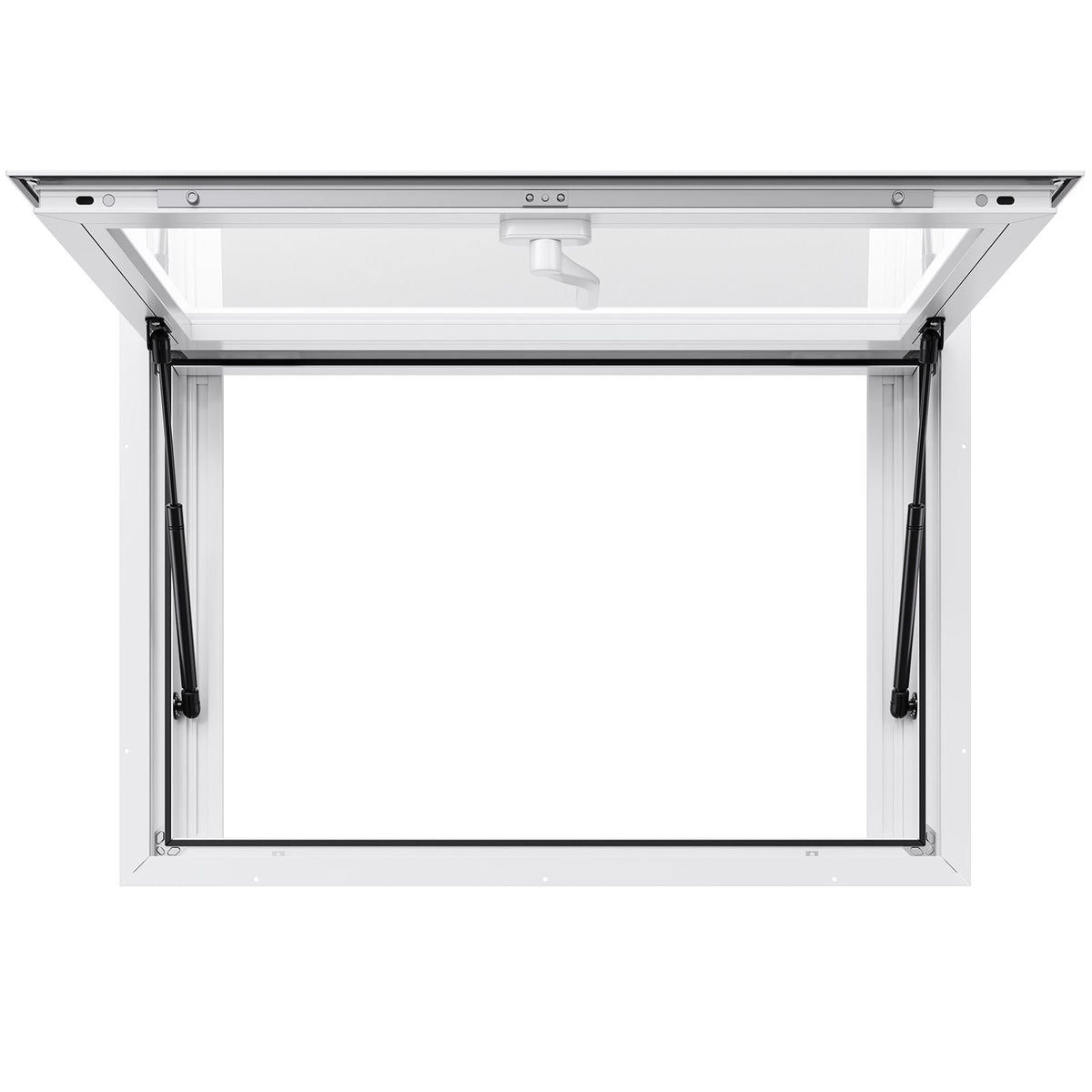Concession Window 36x24 in, Aluminum Alloy Service Window for Food Truck, Up to 85 Degrees Stand Serving Window with 2 Sliding Windows, Awning Door, and Drag Hook, for Concession Trailers