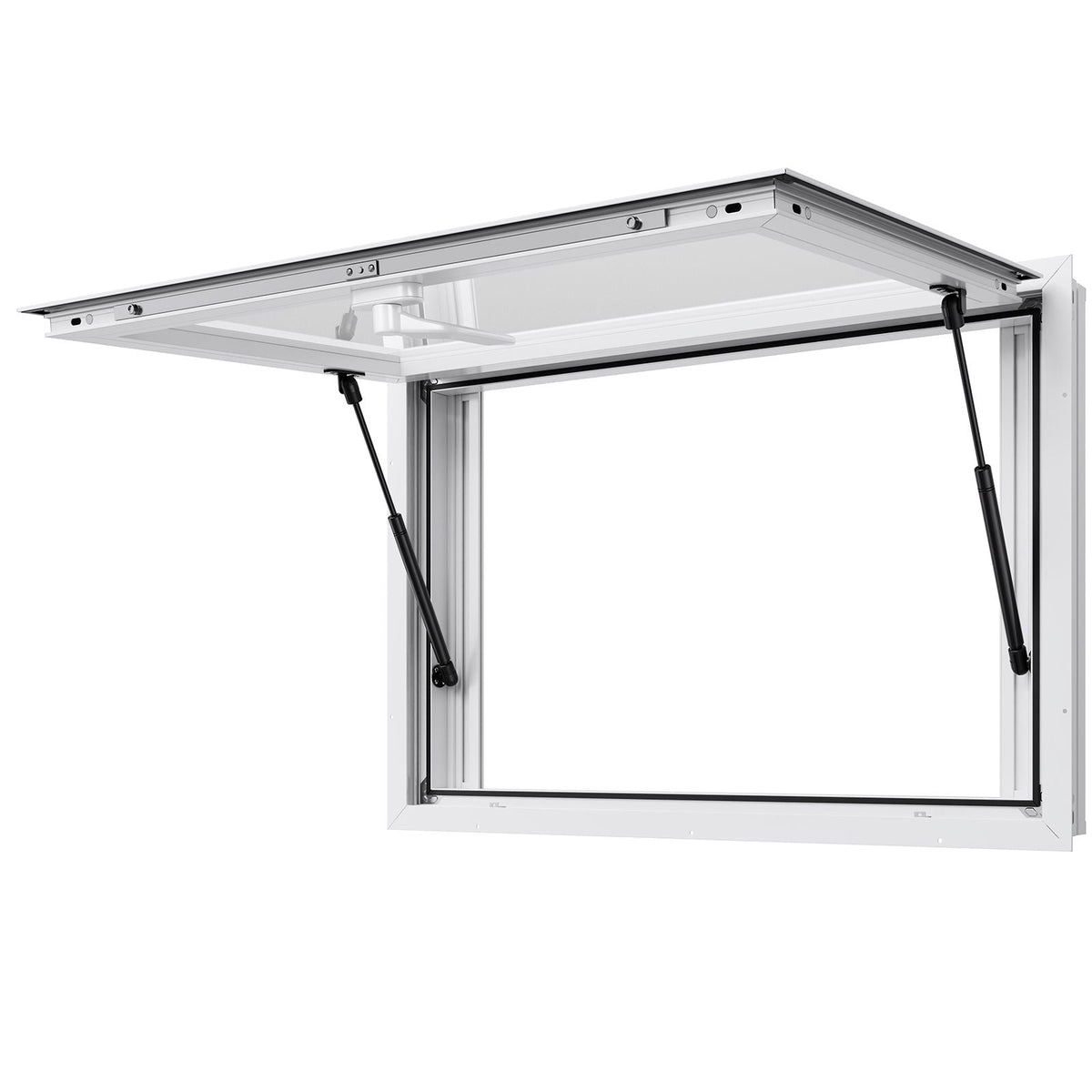 Concession Window 36x24 in, Aluminum Alloy Service Window for Food Truck, Up to 85 Degrees Stand Serving Window with 2 Sliding Windows, Awning Door, and Drag Hook, for Concession Trailers