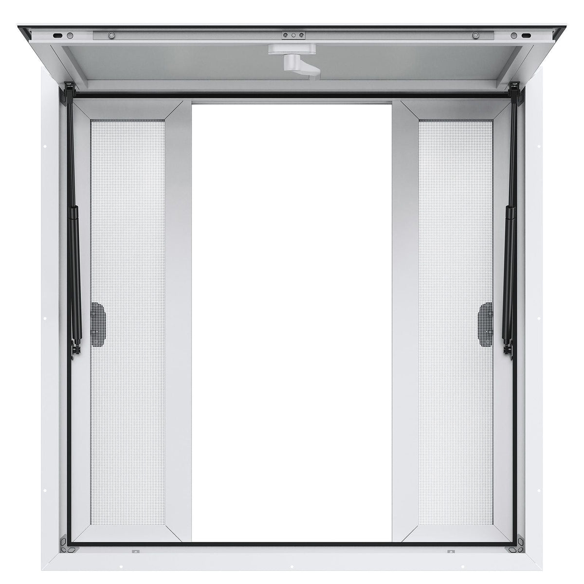 Concession Window 36"x36", Aluminum Alloy Food Truck Service Window with 4 Horizontal Sliding Windows & Awning Door & Drag Hook, Up to 85 Degrees Serving Window for Food Truck Concession Trailer
