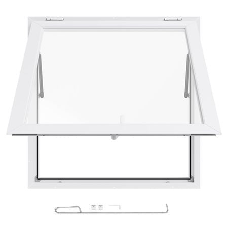 Concession Window 36x36 in, Aluminum Alloy Frame Service Window for Food Truck, Up to 85 Degrees Stand Serving Window with Awning Door and Drag Hook, Rainwater Resistant for Concession Trailers