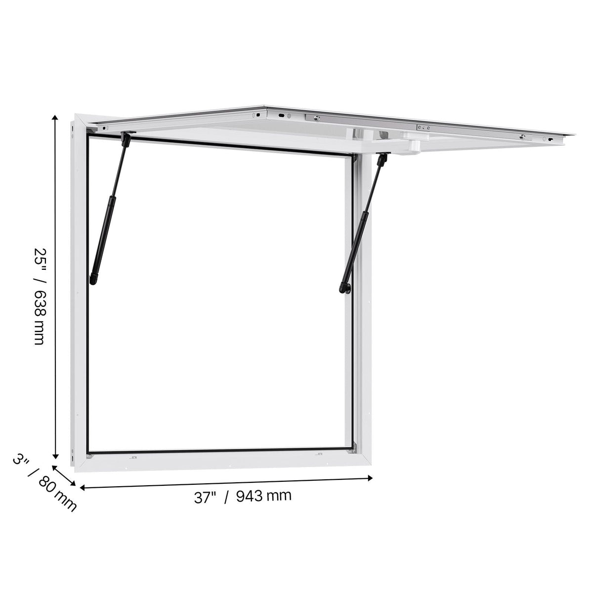 Concession Window 36x36 in, Aluminum Alloy Frame Service Window for Food Truck, Up to 85 Degrees Stand Serving Window with Awning Door and Drag Hook, Rainwater Resistant for Concession Trailers