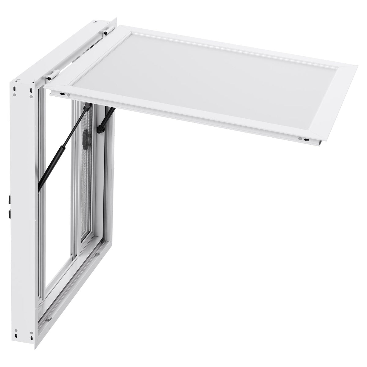 Concession Window 36x36 in, Aluminum Alloy Service Window for Food Truck, Up to 85 Degrees Stand Serving Window with 4 Sliding Windows, Awning Door, and Drag Hook, for Concession Trailers