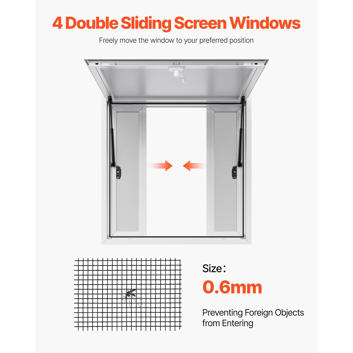 Concession Window 36x36 in, Aluminum Alloy Service Window for Food Truck, Up to 85 Degrees Stand Serving Window with 4 Sliding Windows, Awning Door, and Drag Hook, for Concession Trailers