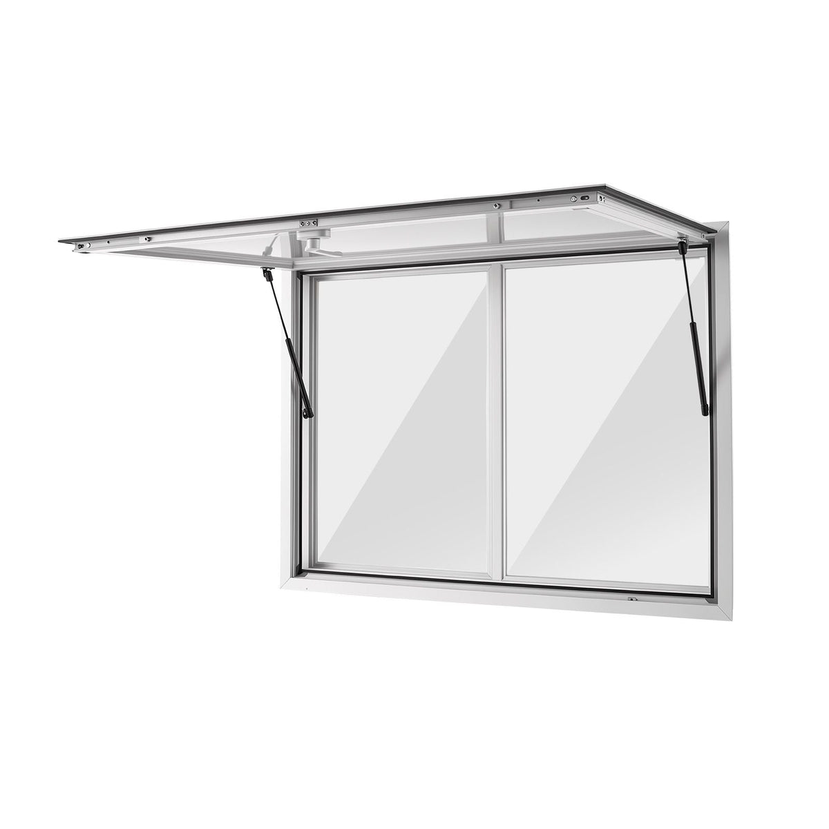 Concession Window 48x36 in Aluminum Alloy Service Window, for Food Truck, Up to 85 Degrees Stand Serving with 2 Sliding Acrylic Windows, Awning Door and Drag Hook, Rainwater Resistant