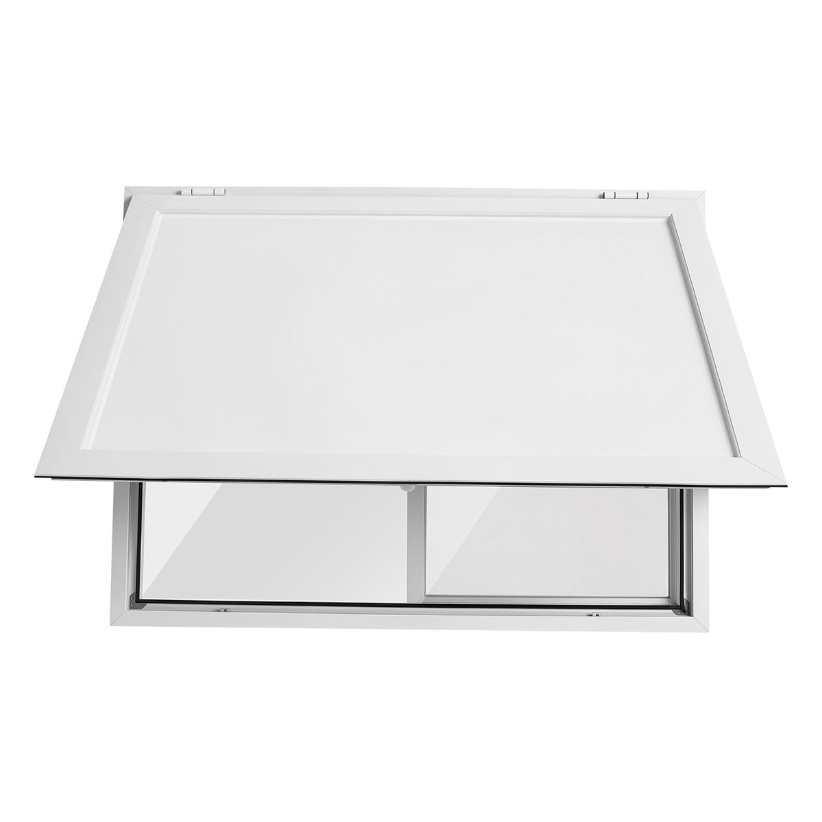 Concession Window 48x36 in Aluminum Alloy Service Window, for Food Truck, Up to 85 Degrees Stand Serving with 2 Sliding Acrylic Windows, Awning Door and Drag Hook, Rainwater Resistant