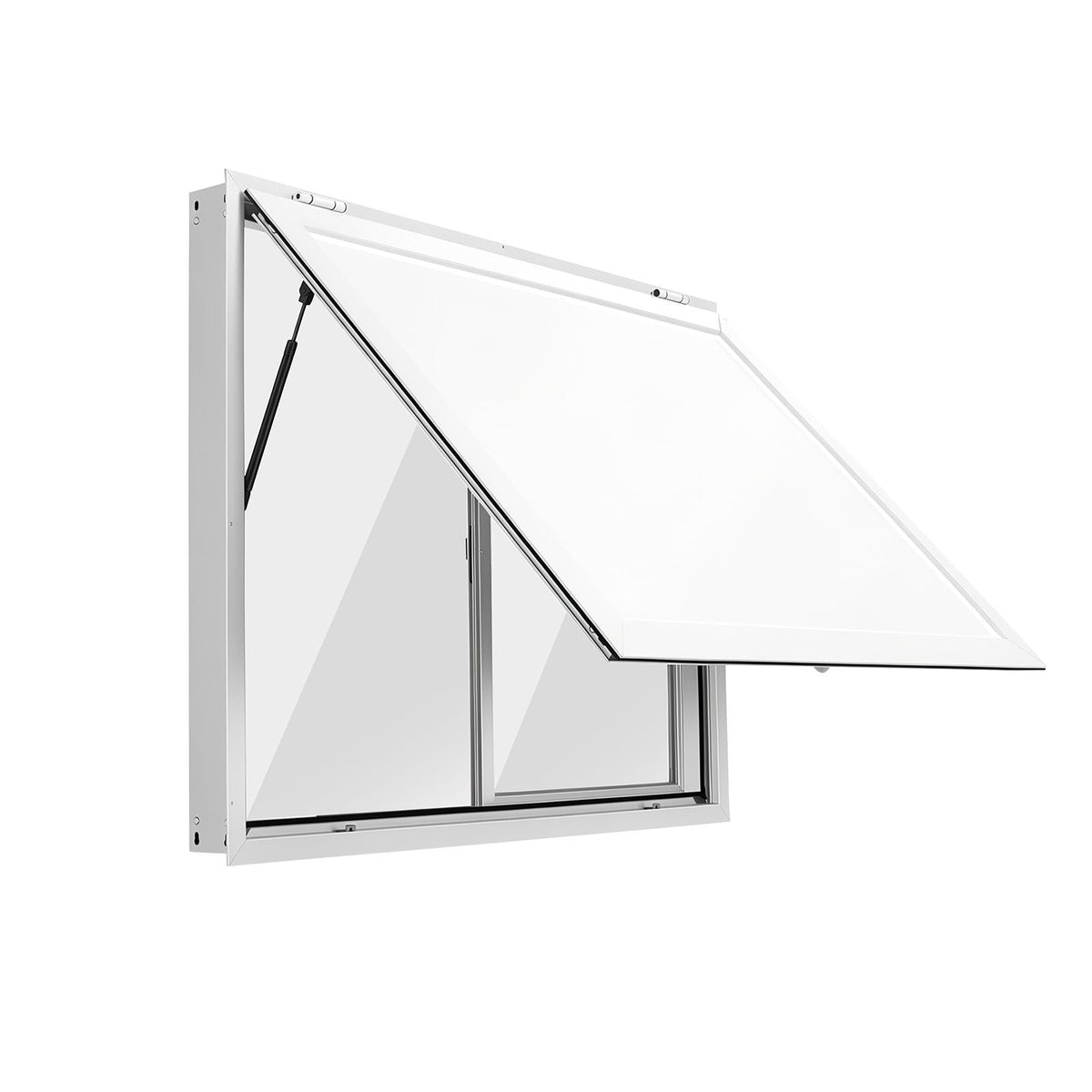 Concession Window 48x36 in Aluminum Alloy Service Window, for Food Truck, Up to 85 Degrees Stand Serving with 2 Sliding Acrylic Windows, Awning Door and Drag Hook, Rainwater Resistant