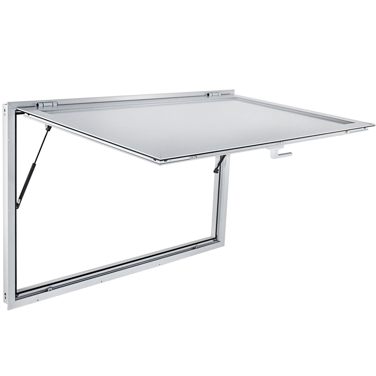 Concession Window 53 x 33 Inch, Concession Stand Serving Window Door with Double-Point Fork Lock, Concession Awning Door Up to 85 degrees for Food Trucks, Glass Not Included