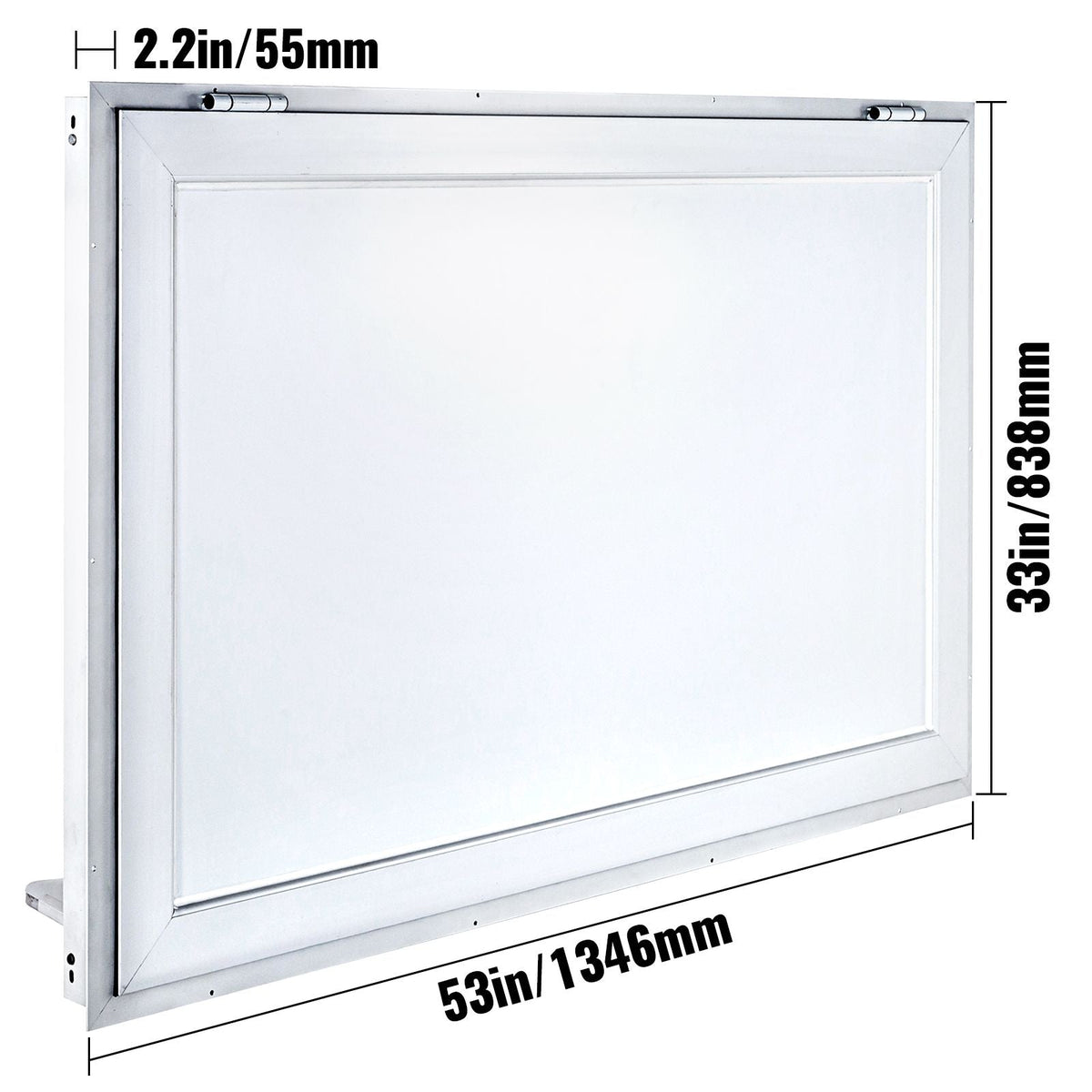 Concession Window 53 x 33 Inch, Concession Stand Serving Window Door with Double-Point Fork Lock, Concession Awning Door Up to 85 degrees for Food Trucks, Glass Not Included