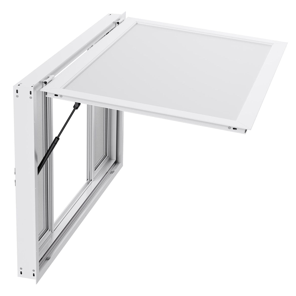 Concession Window 53x33 in, Aluminum Alloy Service Window for Food Truck, Up to 85 Degrees Stand Serving Window with 4 Sliding Windows, Awning Door, and Drag Hook, for Concession Trailers