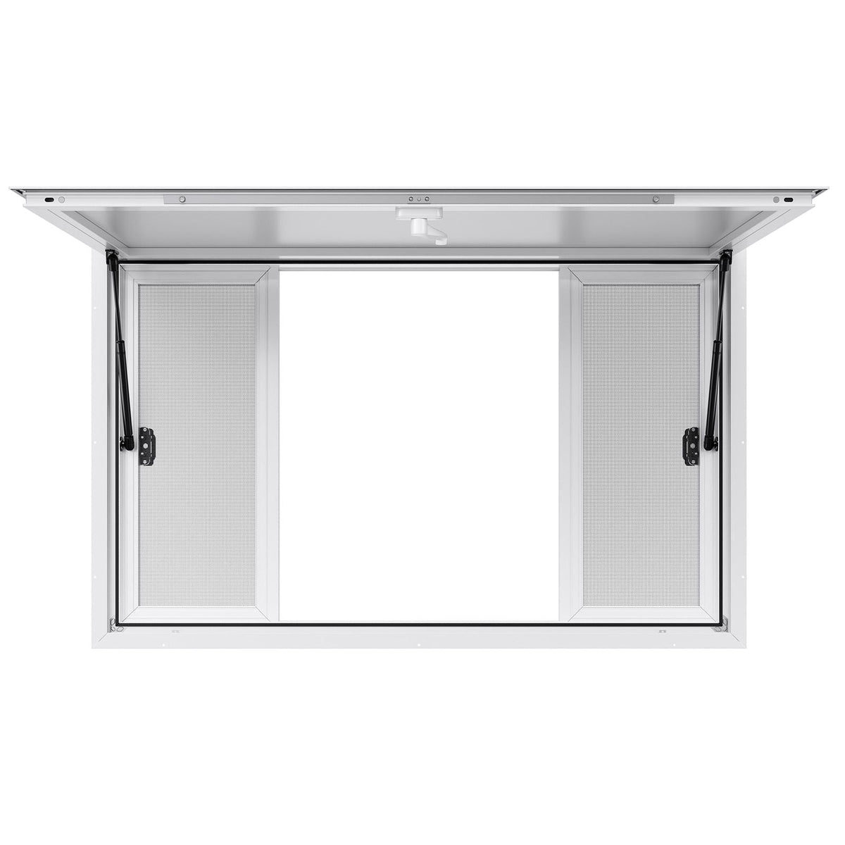 Concession Window 53x33 in, Aluminum Alloy Service Window for Food Truck, Up to 85 Degrees Stand Serving Window with 4 Sliding Windows, Awning Door, and Drag Hook, for Concession Trailers