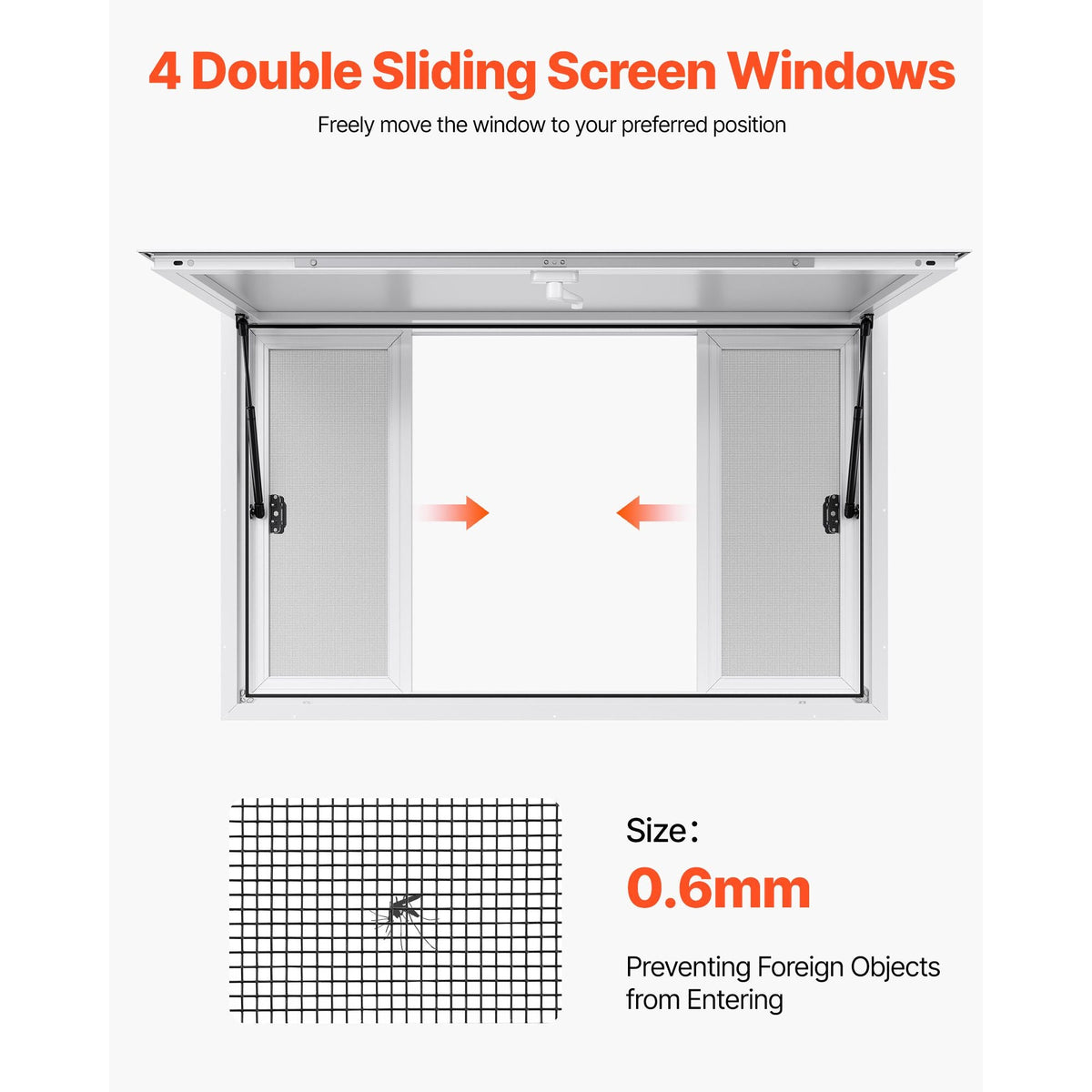 Concession Window 53x33 in, Aluminum Alloy Service Window for Food Truck, Up to 85 Degrees Stand Serving Window with 4 Sliding Windows, Awning Door, and Drag Hook, for Concession Trailers