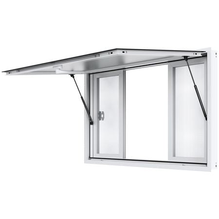 Concession Window 60"x36", Aluminum Alloy Food Truck Service Window with 4 Horizontal Sliding Windows & Awning Door & Drag Hook, Up to 85 Degrees Serving Window for Food Truck Concession Trailer