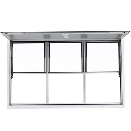Concession Window 60"x36", Aluminum Alloy Food Truck Service Window with Vertical Lifting Windows & Awning Door & Drag Hook, Up to 85 Degrees Serving Window for Food Trucks Concession Trailers