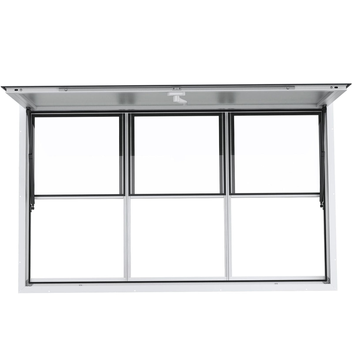 Concession Window 60"x36", Aluminum Alloy Food Truck Service Window with Vertical Lifting Windows & Awning Door & Drag Hook, Up to 85 Degrees Serving Window for Food Trucks Concession Trailers