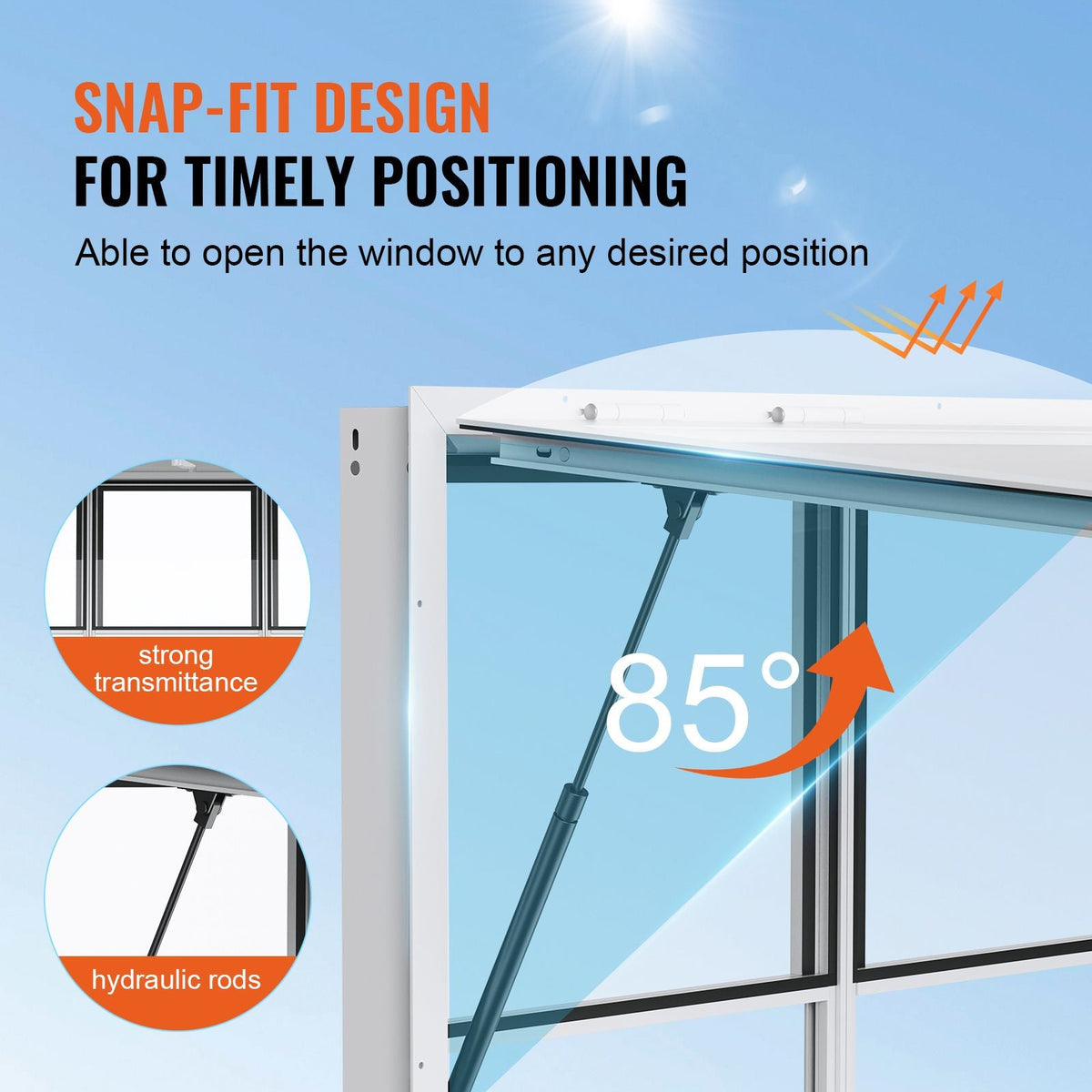Concession Window 60"x36", Aluminum Alloy Food Truck Service Window with Vertical Lifting Windows & Awning Door & Drag Hook, Up to 85 Degrees Serving Window for Food Trucks Concession Trailers
