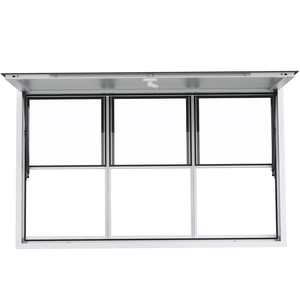 Concession Window 60"x36", Aluminum Alloy Food Truck Service Window with Vertical Lifting Windows & Awning Door & Drag Hook, Up to 85 Degrees Serving Window for Food Trucks Concession Trailers