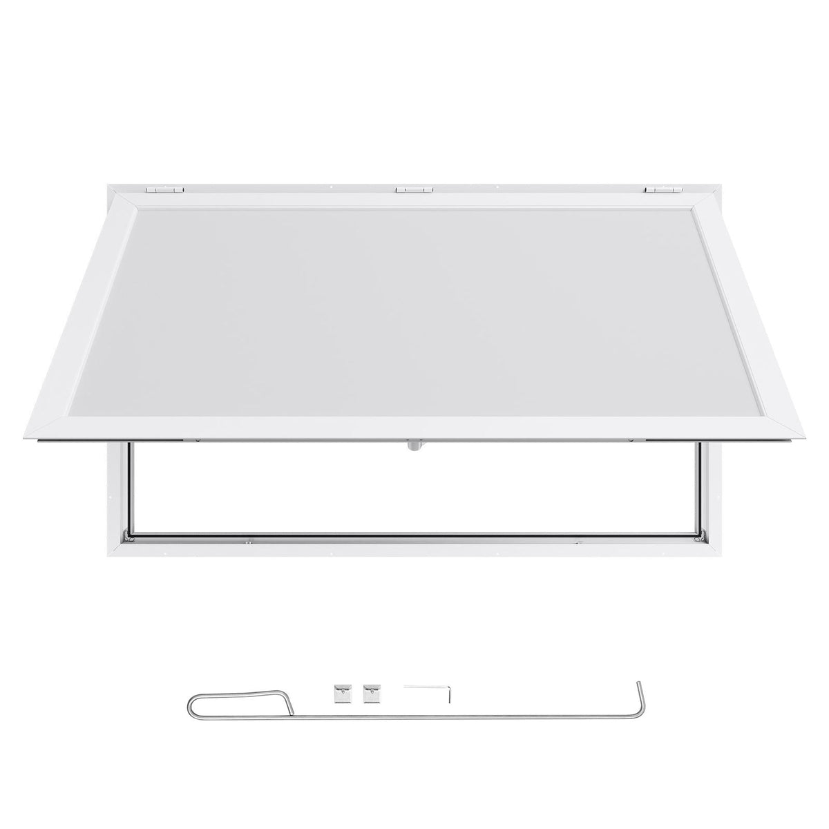 Concession Window 60x36 in, Aluminum Alloy Frame Service Window for Food Truck, Up to 85 Degrees Stand Serving Window with Awning Door and Drag Hook, Rainwater Resistant for Concession Trailers
