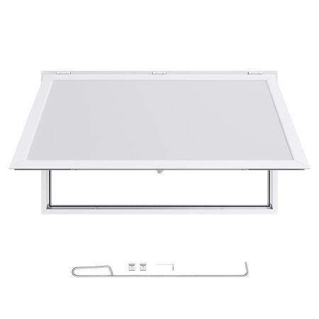 Concession Window 60x36 in, Aluminum Alloy Frame Service Window for Food Truck, Up to 85 Degrees Stand Serving Window with Awning Door and Drag Hook, Rainwater Resistant for Concession Trailers