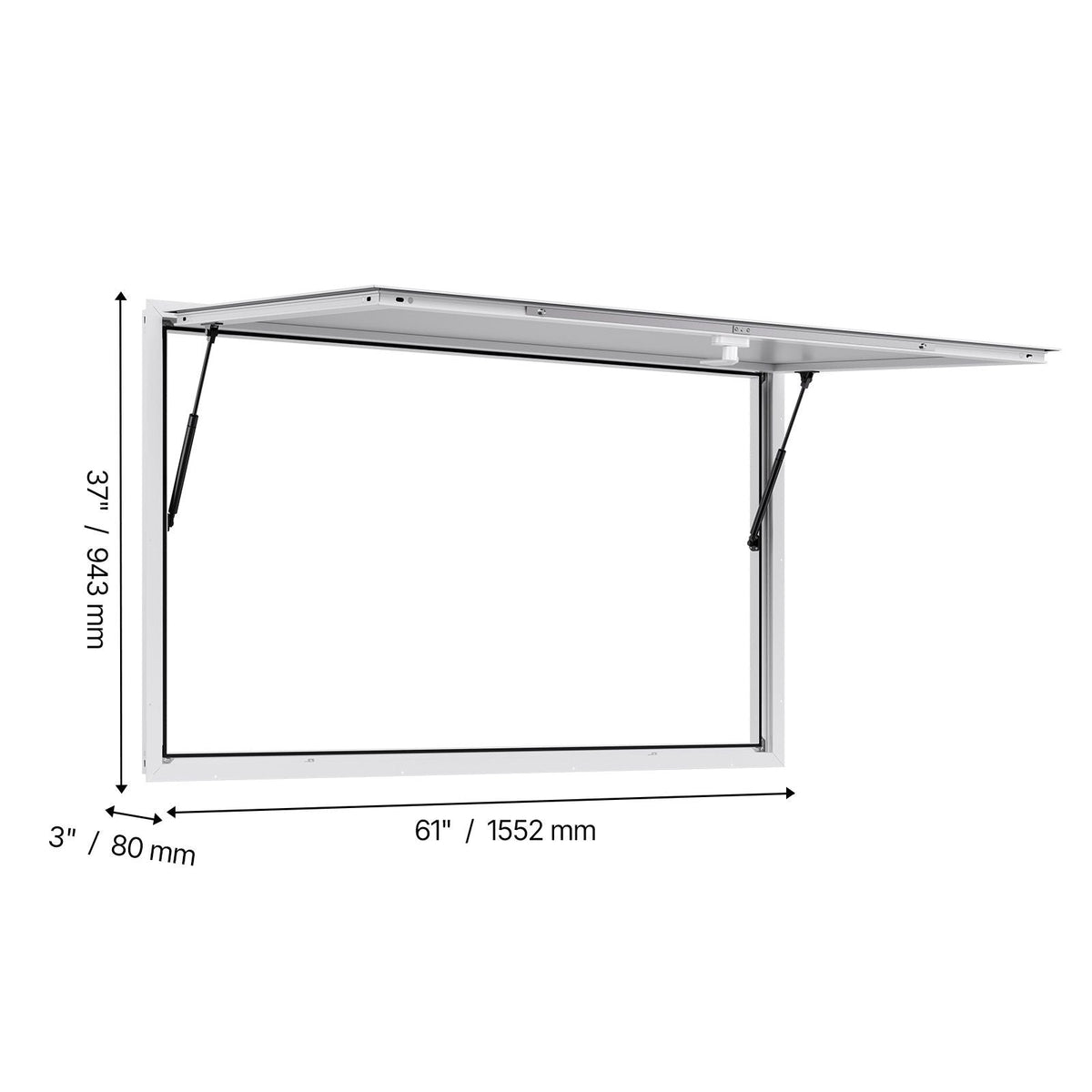Concession Window 60x36 in, Aluminum Alloy Frame Service Window for Food Truck, Up to 85 Degrees Stand Serving Window with Awning Door and Drag Hook, Rainwater Resistant for Concession Trailers