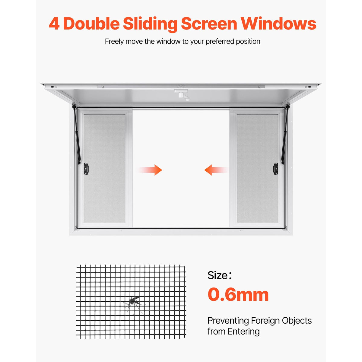 Concession Window 60x36 in, Aluminum Alloy Service Window for Food Truck, Up to 85 Degrees Stand Serving Window with 4 Sliding Windows, Awning Door, and Drag Hook, for Concession Trailers