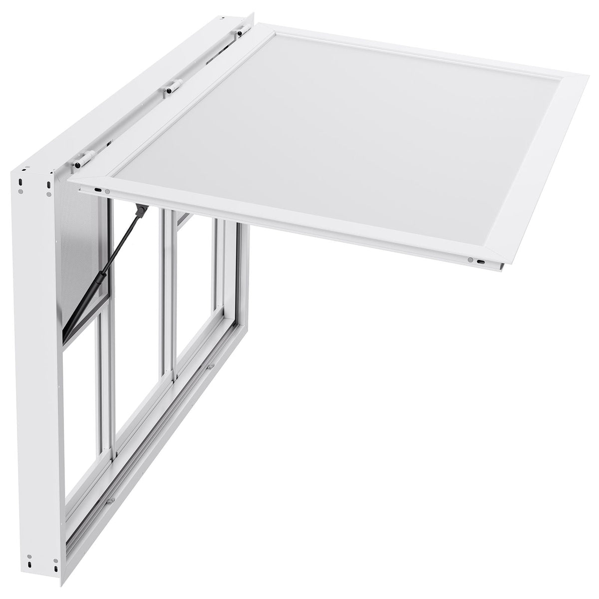 Concession Window 60x36 in, Aluminum Alloy Service Window for Food Truck, Up to 85 Degrees Stand Serving Window with 6 Sliding Windows, Awning Door, and Drag Hook, for Concession Trailers