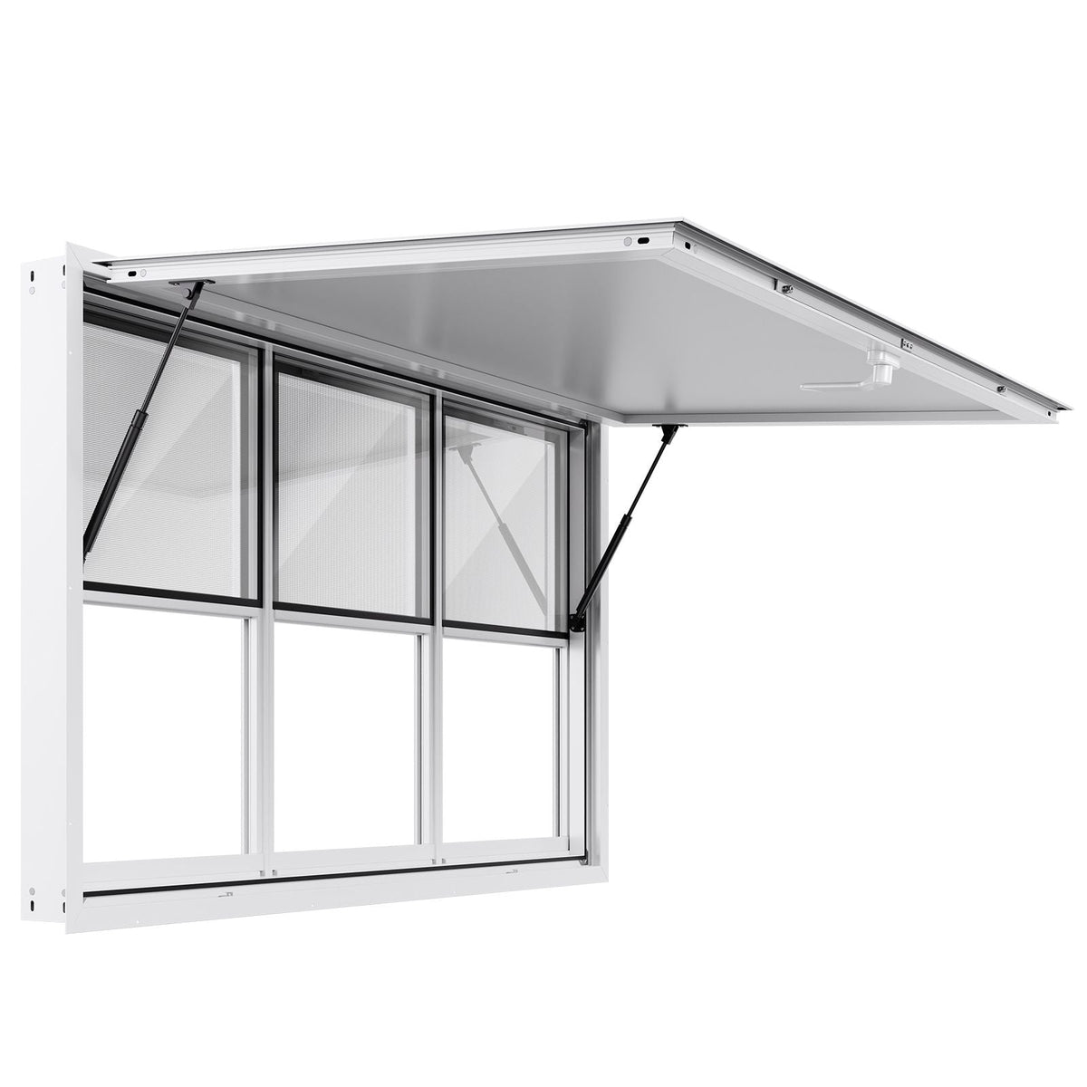Concession Window 60x36 in, Aluminum Alloy Service Window for Food Truck, Up to 85 Degrees Stand Serving Window with 6 Sliding Windows, Awning Door, and Drag Hook, for Concession Trailers