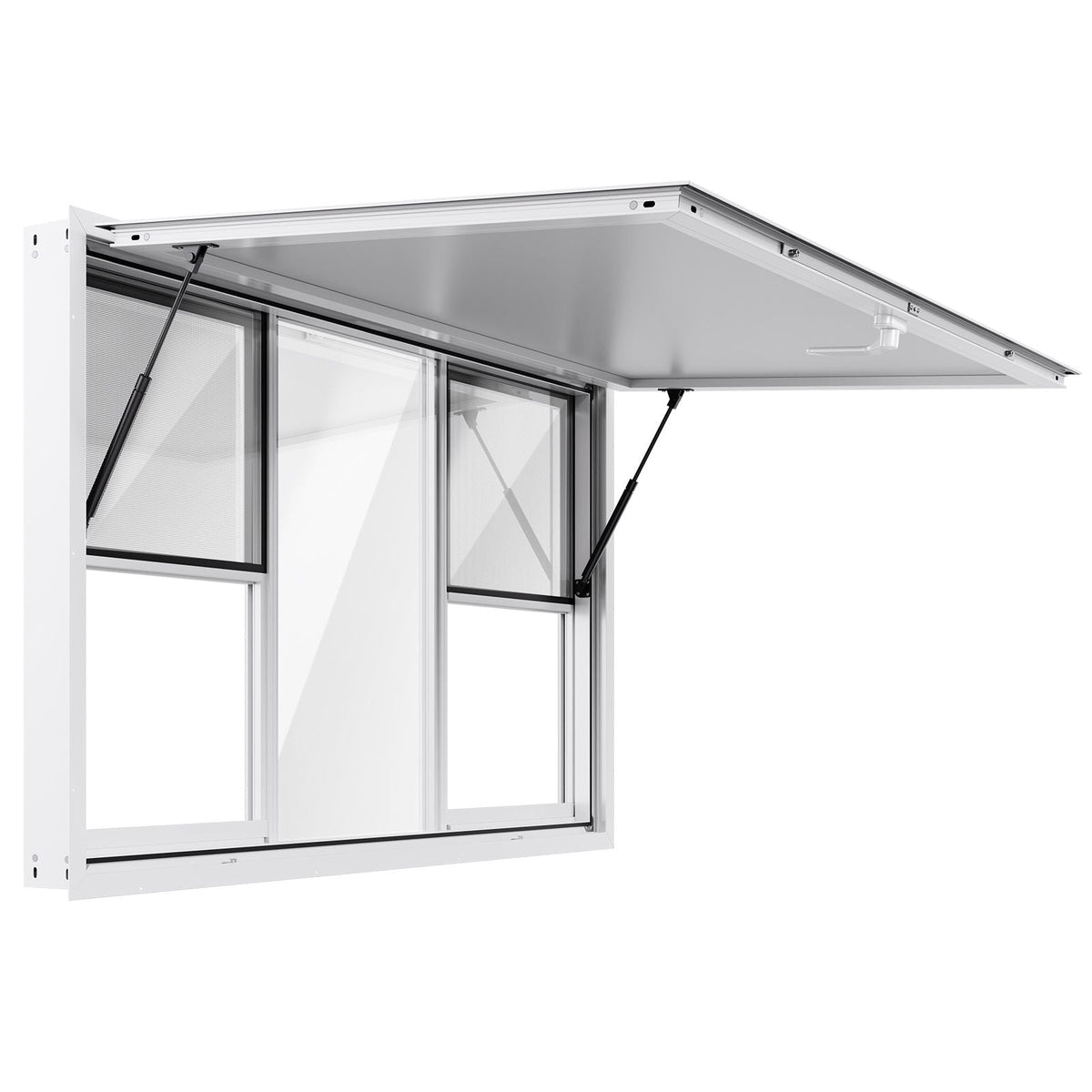 Concession Window 60x36 in, Aluminum Alloy Service Window for Food Truck, Up to 85 Degrees Stand Serving Window with 6 Sliding Windows, Awning Door, and Drag Hook, for Concession Trailers