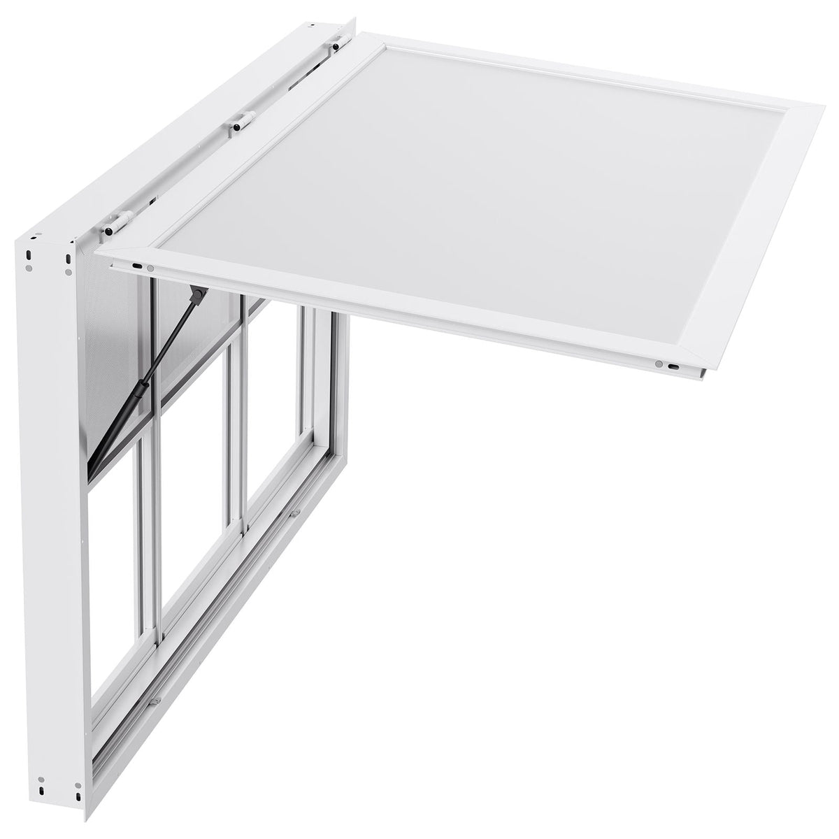 Concession Window 60x36 in, Aluminum Alloy Service Window for Food Truck, Up to 85 Degrees Stand Serving Window with 6 Sliding Windows, Awning Door, and Drag Hook, for Concession Trailers