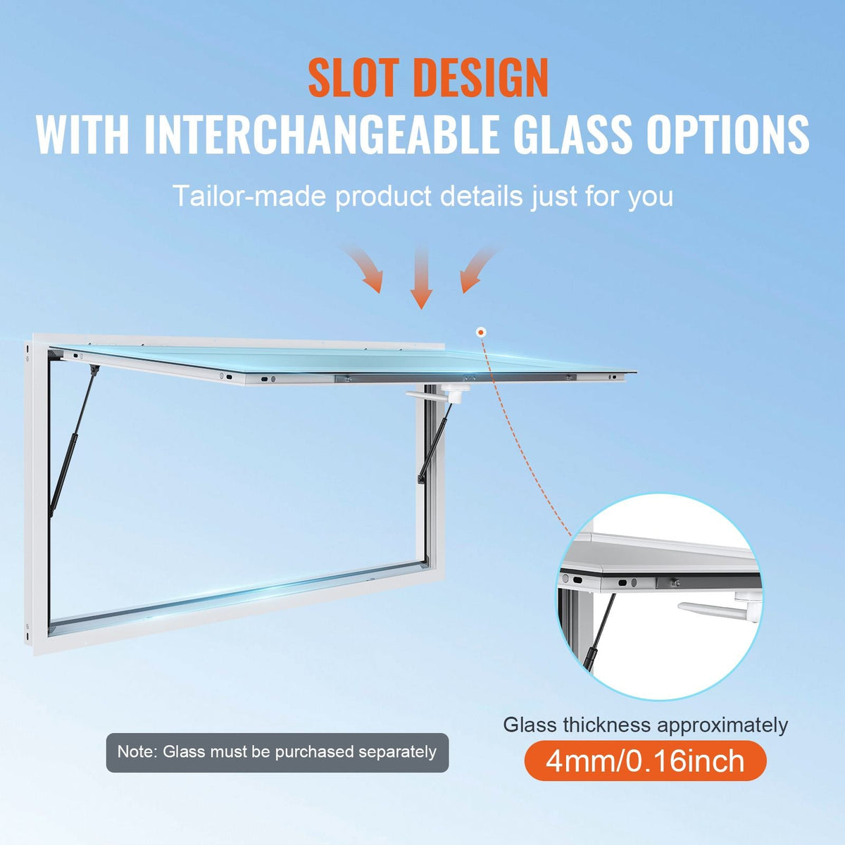 Concession Window 72"x48", Aluminum Alloy Food Truck Service Window with Awning Door & Drag Hook, Up to 85 Degrees Stand Serving Window for Food Trucks Concession Trailers, Glass Not Included