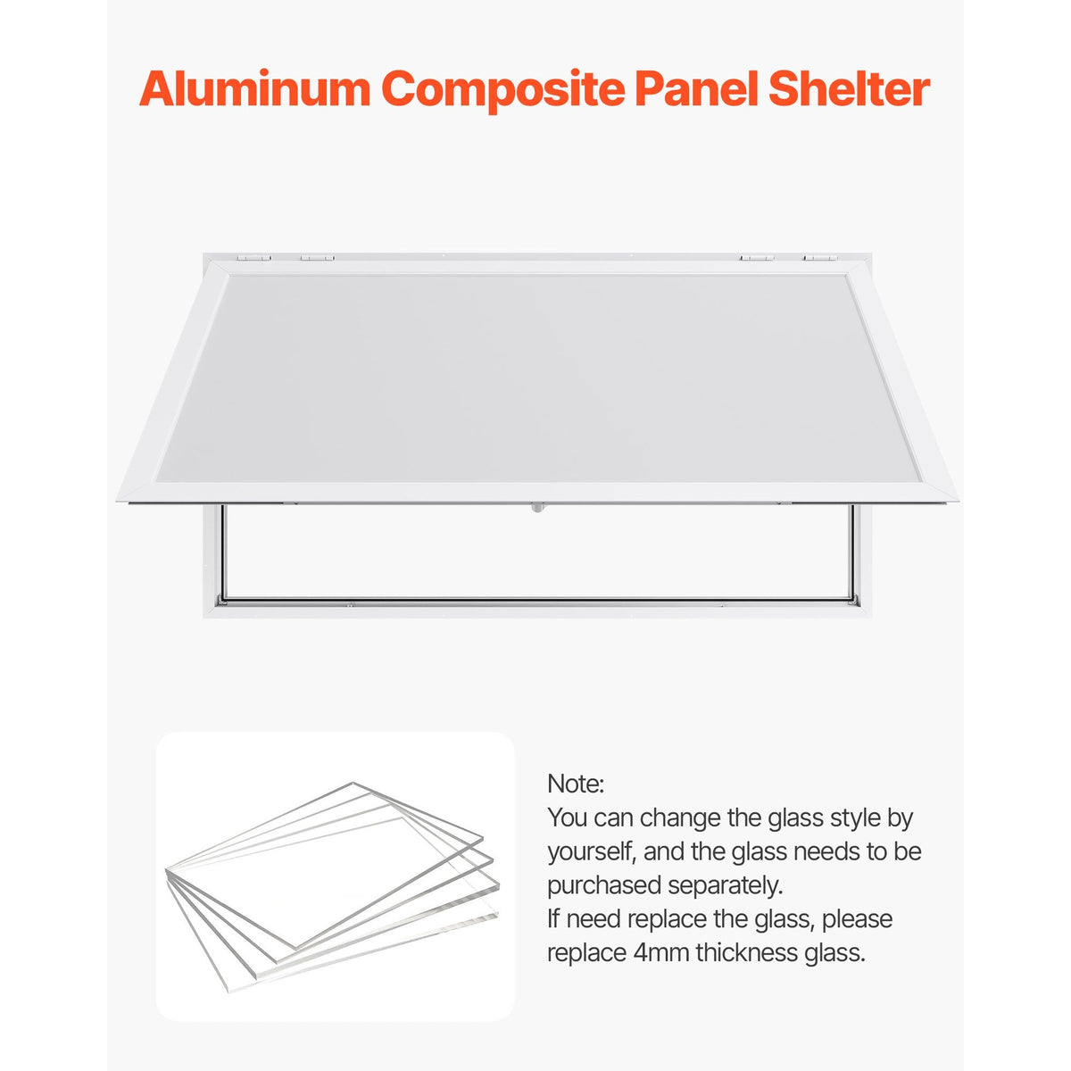 Concession Window 74x40 in, Aluminum Alloy Frame Service Window for Food Truck, Up to 85 Degrees Stand Serving Window with Awning Door and Drag Hook, Rainwater Resistant for Concession Trailers