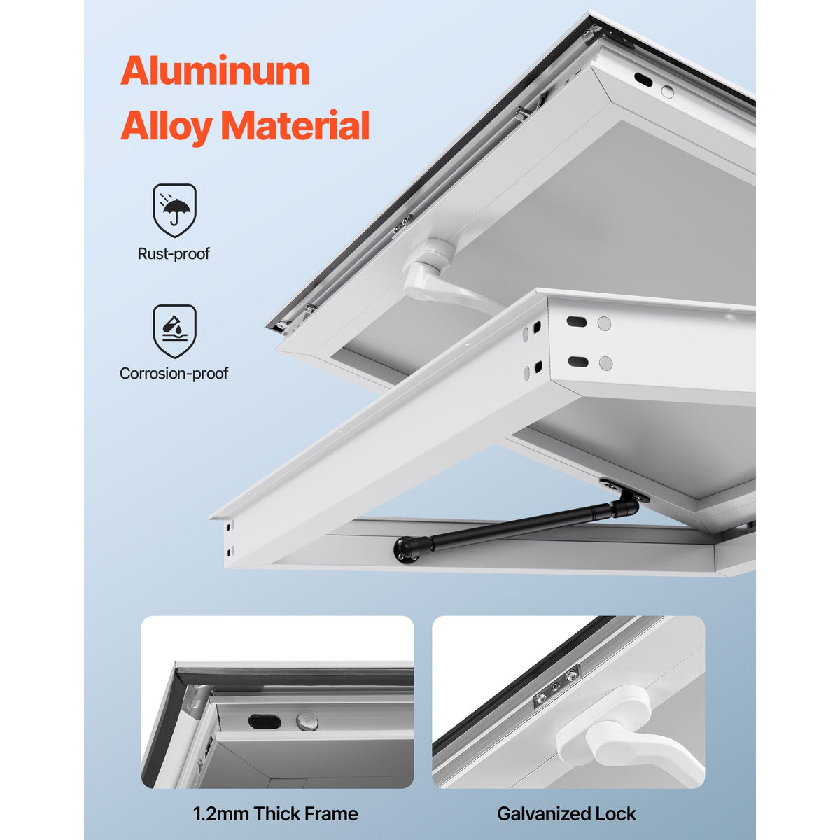 Concession Window 74x40 in, Aluminum Alloy Frame Service Window for Food Truck, Up to 85 Degrees Stand Serving Window with Awning Door and Drag Hook, Rainwater Resistant for Concession Trailers