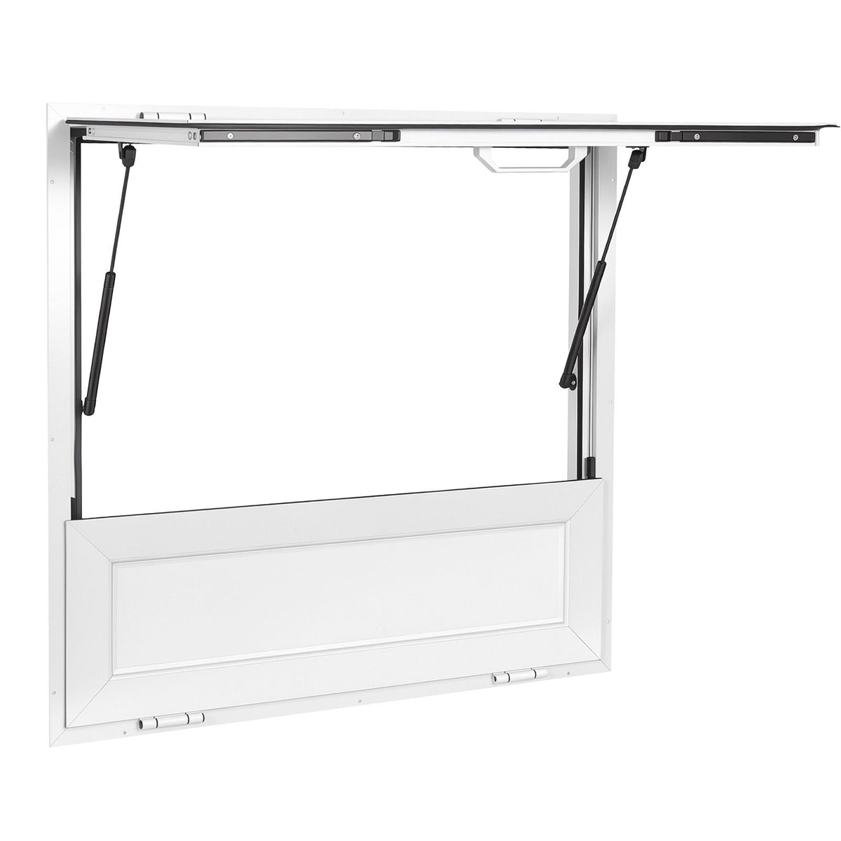 Concession Window Folding Shelf 36x36in Aluminum Alloy Service Window, for Food Truck, Up to 85 Degrees, with Awning Door and Drag Hook, Rainwater Resistant