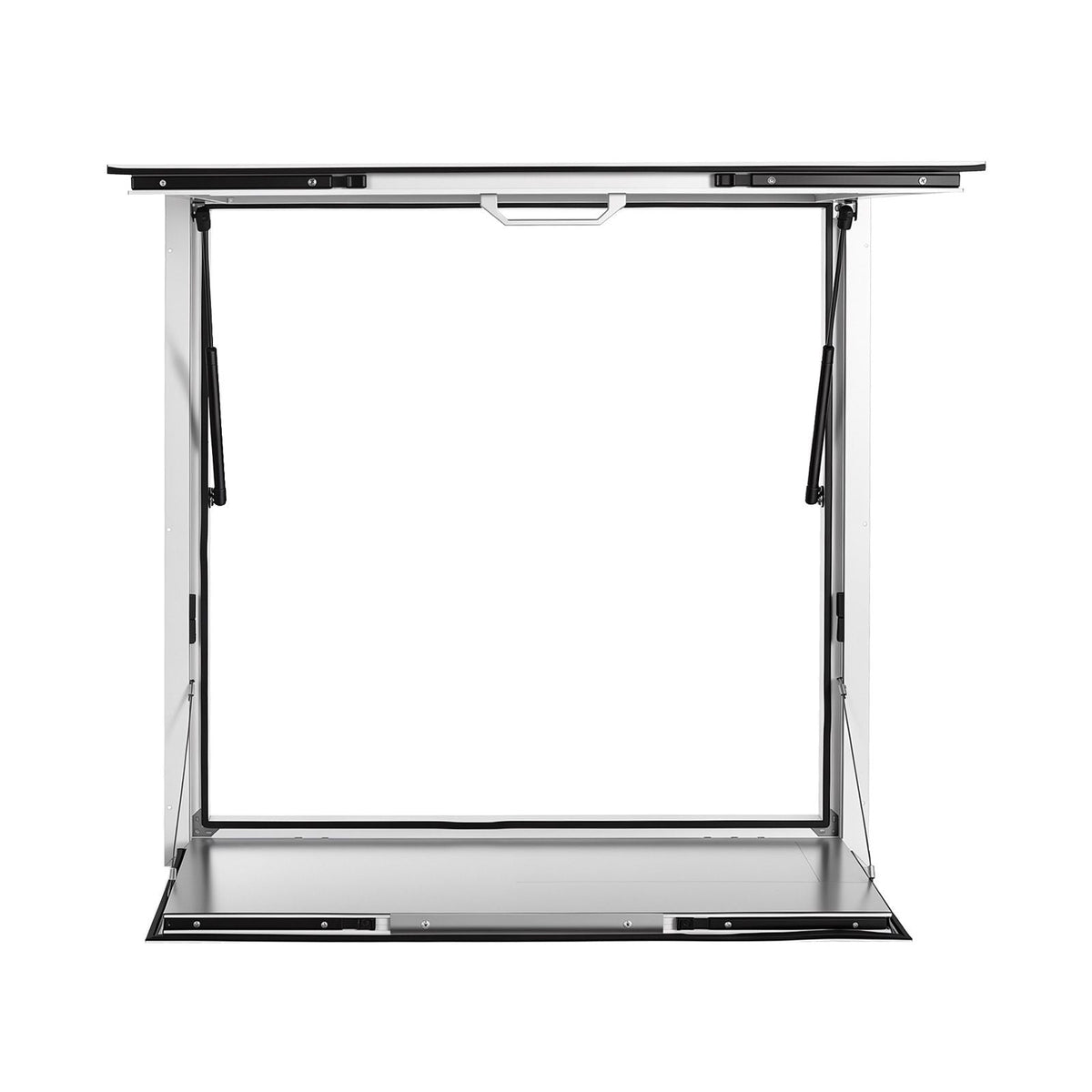 Concession Window Folding Shelf 36x36in Aluminum Alloy Service Window, for Food Truck, Up to 85 Degrees, with Awning Door and Drag Hook, Rainwater Resistant
