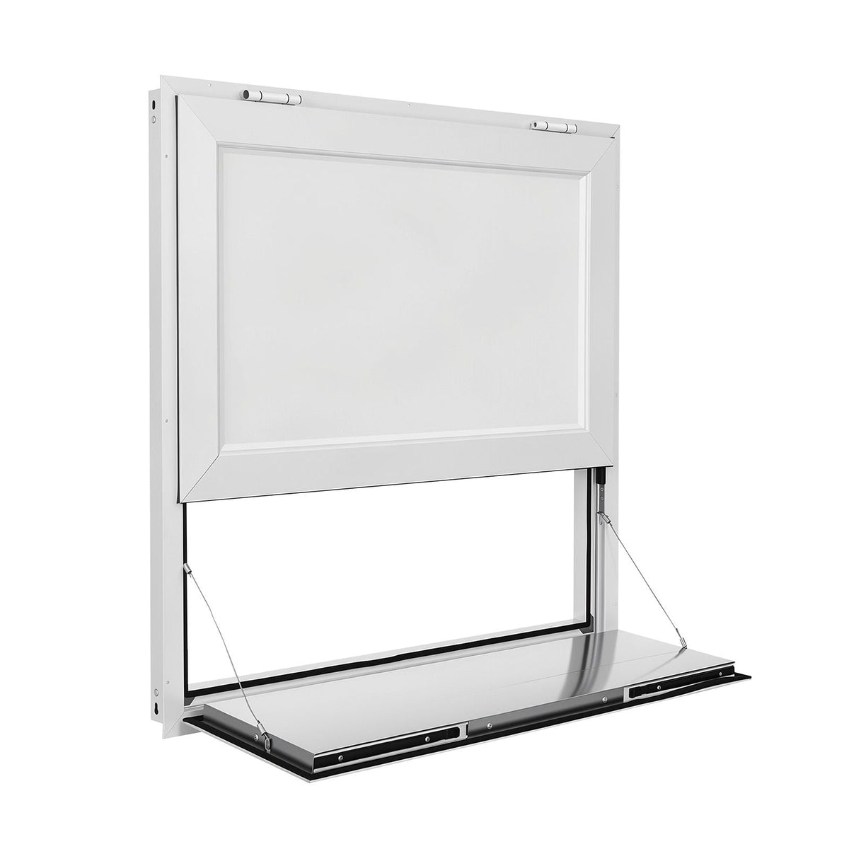 Concession Window Folding Shelf 36x36in Aluminum Alloy Service Window, for Food Truck, Up to 85 Degrees, with Awning Door and Drag Hook, Rainwater Resistant