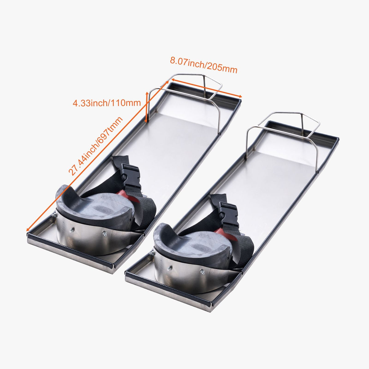 Concrete Knee Boards Stainless Steel, 28'' x 8'' Concrete Sliders, Knee Boards For Concrete, Concrete Knee Pads Moving Sliders, with Knee Pads & Board Straps for Cement and Concrete Finishing