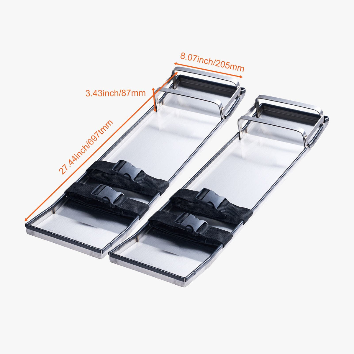 Concrete Knee Boards Stainless Steel, 28'' x 8'' Concrete Sliders, Knee Boards For Concrete, Concrete Knee Pads Pair Moving Sliders, with Board Straps for Cement and Concrete Finishing